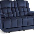 58.7" Zero Gravity Power Loveseat Recliner with Heat and Vibration Massage, Reclining Loveseat Sofa with USB Ports for Living Room, Fabric 6237 (Navy Blue)