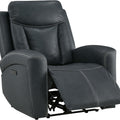 Genuine Leather Power Recliner Chair for Adults, Super Zero Gravity Recliner with Adjustable Power Headrest & Usb/Type-C Ports, for Living Room, Bedroom & Home Theater, Navy Blue