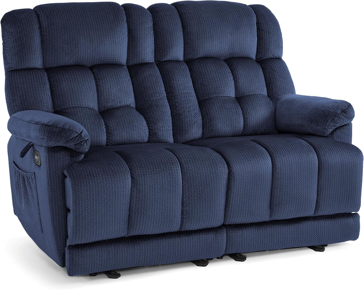 58.7" Zero Gravity Power Loveseat Recliner with Heat and Vibration Massage, Reclining Loveseat Sofa with USB Ports for Living Room, Fabric 6237 (Navy Blue)