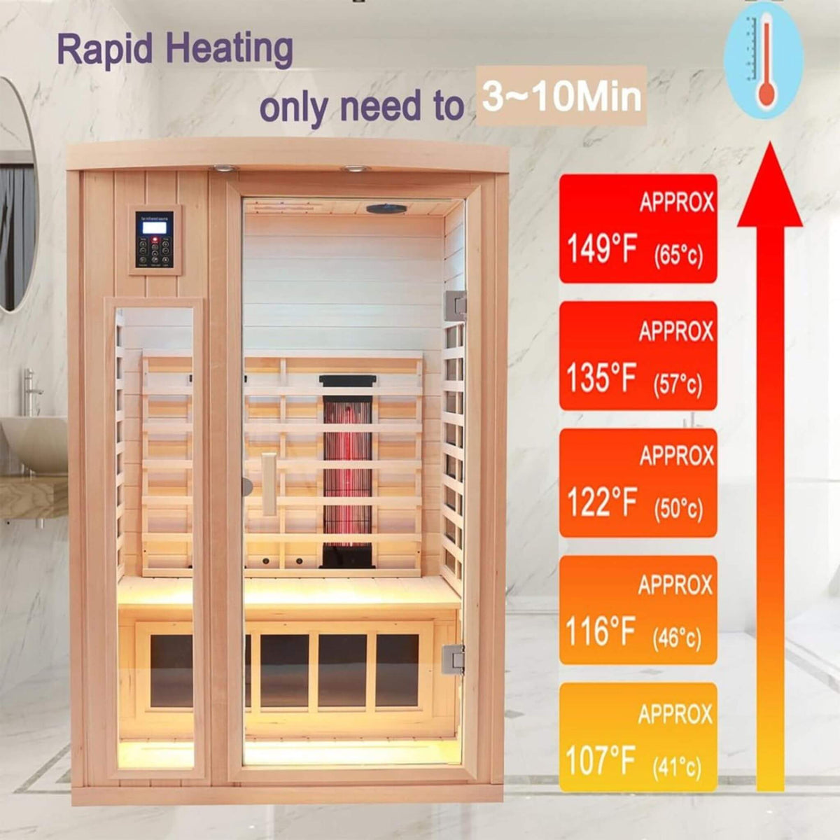 Orien Premium 2-Person Low EMF FAR-Infrared Heat Wood Home Personal Spa Sauna With Ceramic Heaters (SAK25714)