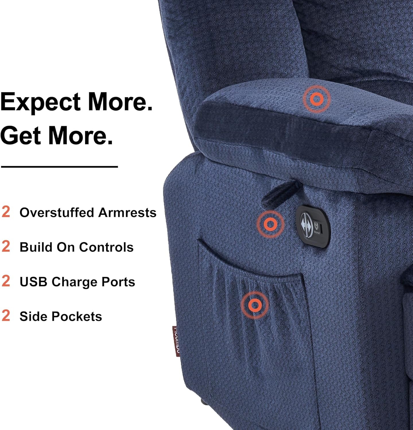 58.7" Zero Gravity Power Loveseat Recliner with Heat and Vibration Massage, Reclining Loveseat Sofa with USB Ports for Living Room, Fabric 6237 (Navy Blue)