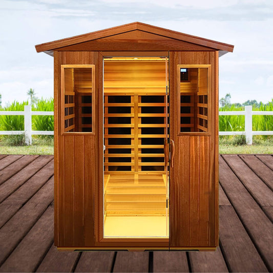 Valois Premium 4-Person Luxury Low EMF Outdoor FAR Infrared Home Sauna With Bluetooth Audio (SAK15372)